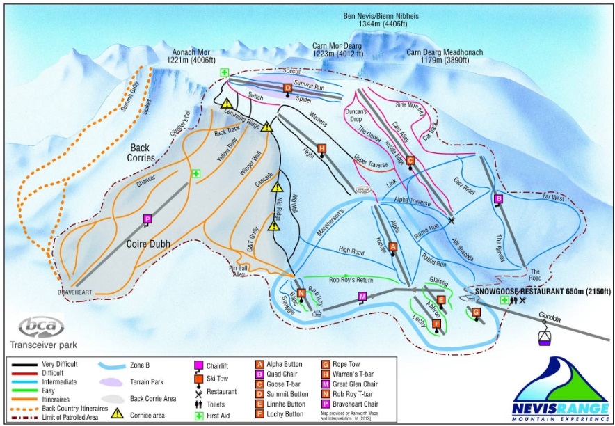 Невис Рендж (Nevis Range), схема трасс