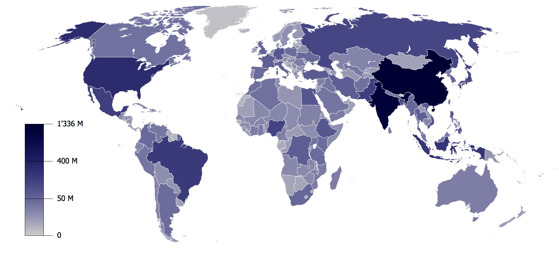 Численность населения по странам.