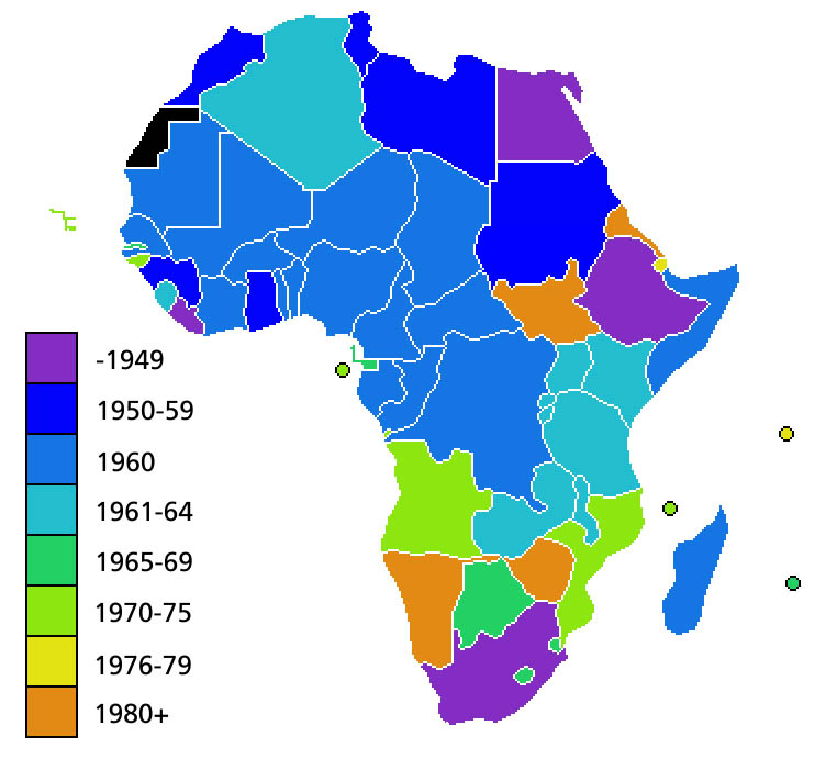 Получение независимости колоний в Африке